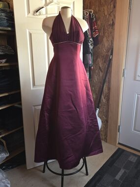 Jessica Halter Prom Gown in Burgundy with Beaded Waist